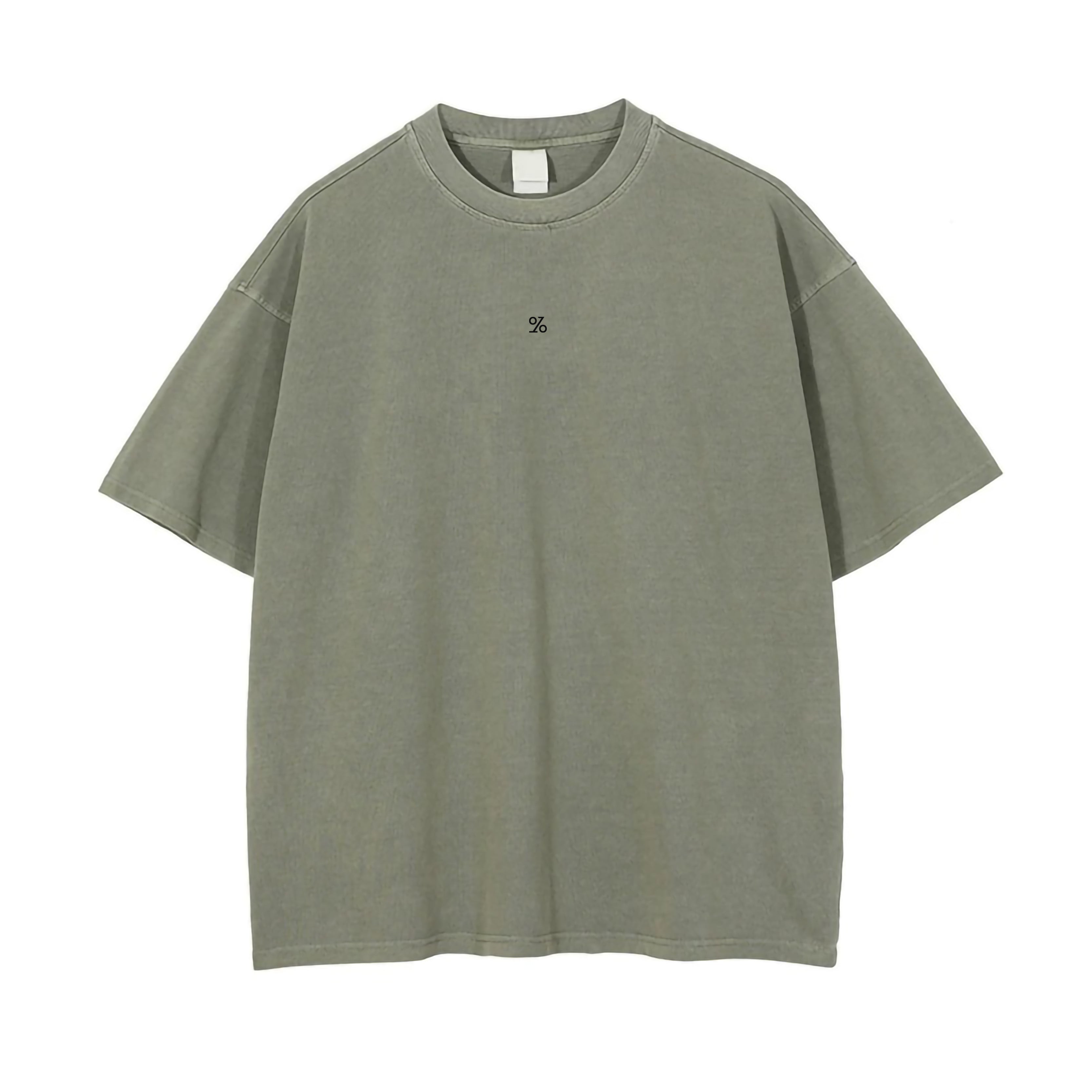 Oversize O-Neck Plain Cotton T-Shirt Green