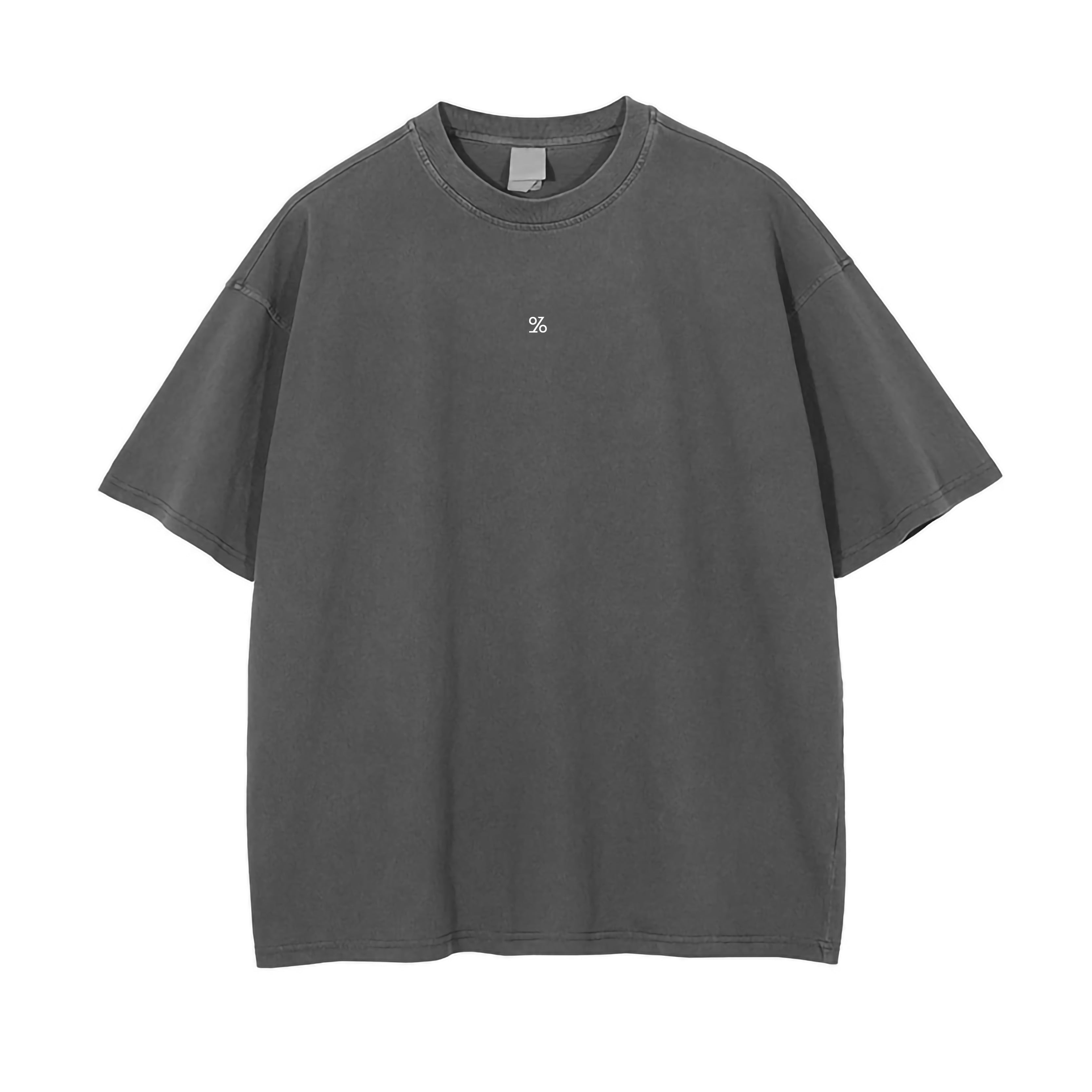 Oversize O-Neck Plain Cotton T-Shirt Washed Gray